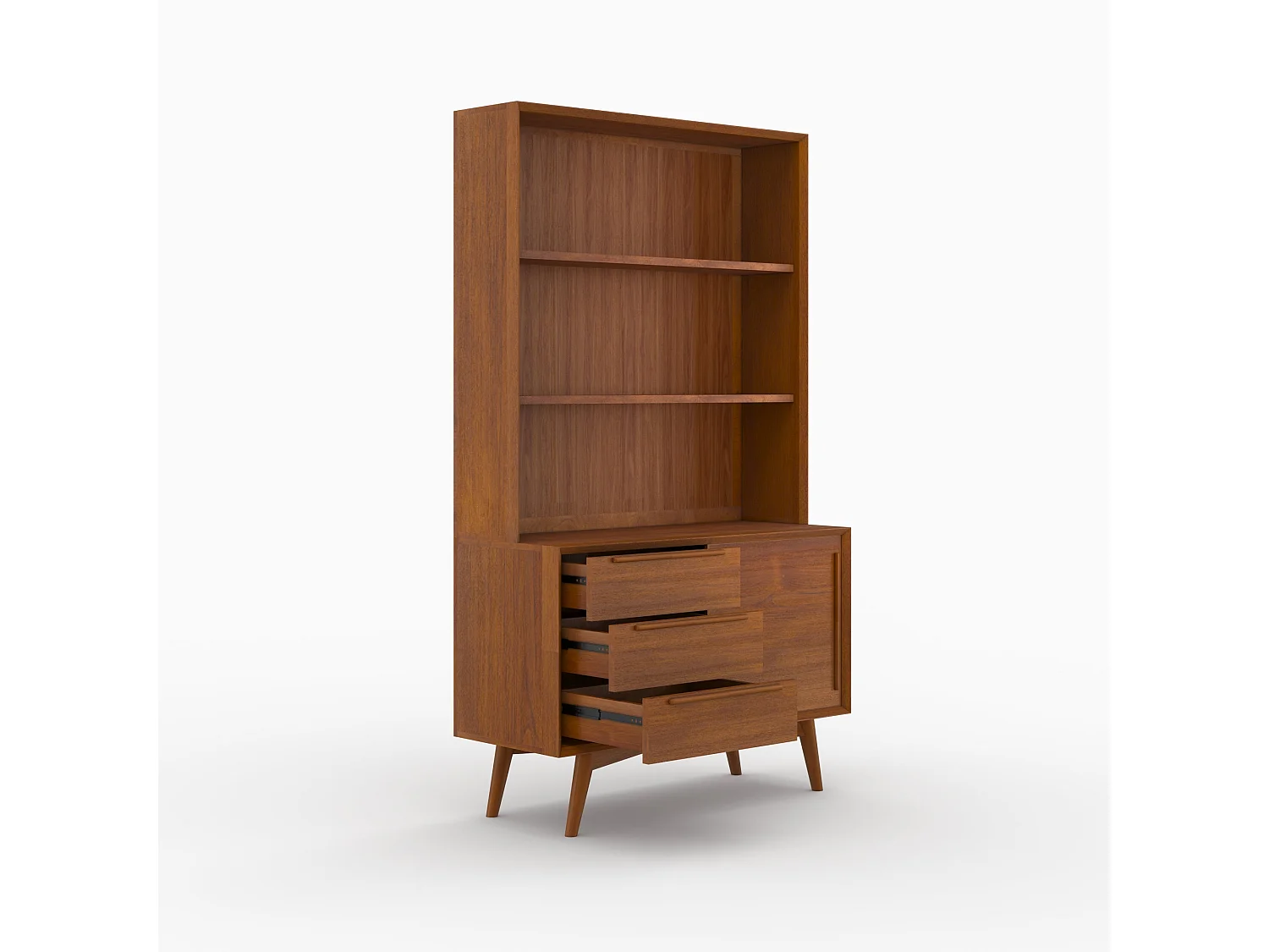 Etagère 3 niveaux, 3 tiroirs et 1 porte en teck - Waya