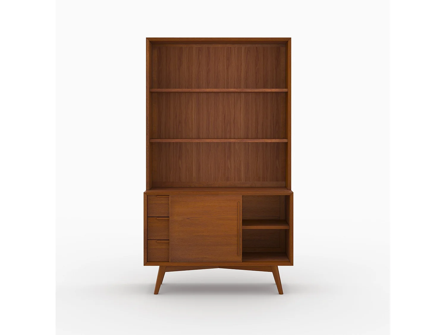 Etagère 3 niveaux, 3 tiroirs et 1 porte en teck - Waya