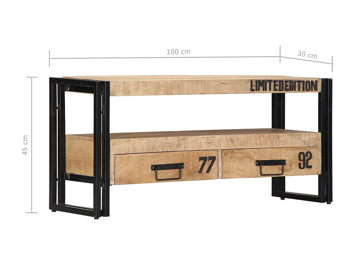Mueble TV Buffet TV diseño práctico 100 cm madera maciza de mango 2502272