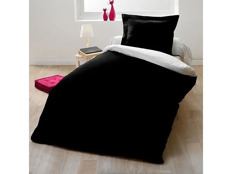 Dekbedovertrekset - 140 x 200 cm - 100% katoen - Tweekleurig zwart en wit