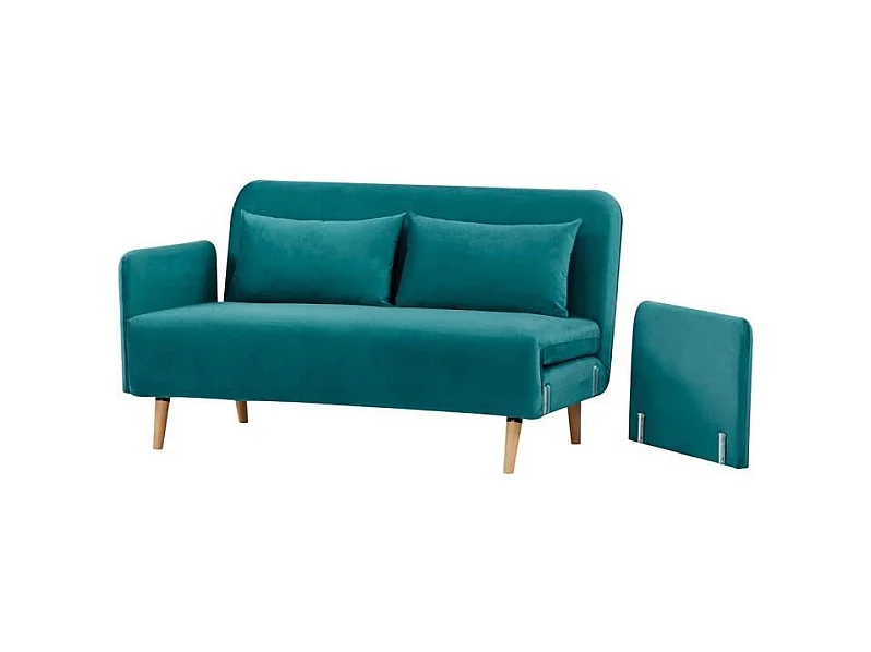 Canapé BZ DEPLO 2 places - Tissu bleu canard 140 - 152 x 90 x 81 cm