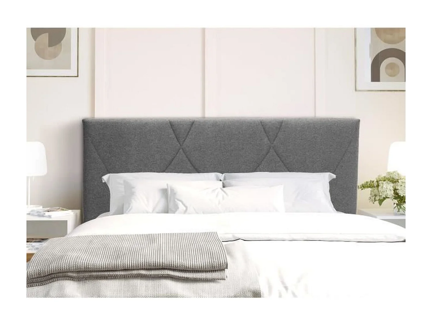 Tête de lit TUDOR - Tissu Anthracite - 162 x 100 x 7 cm