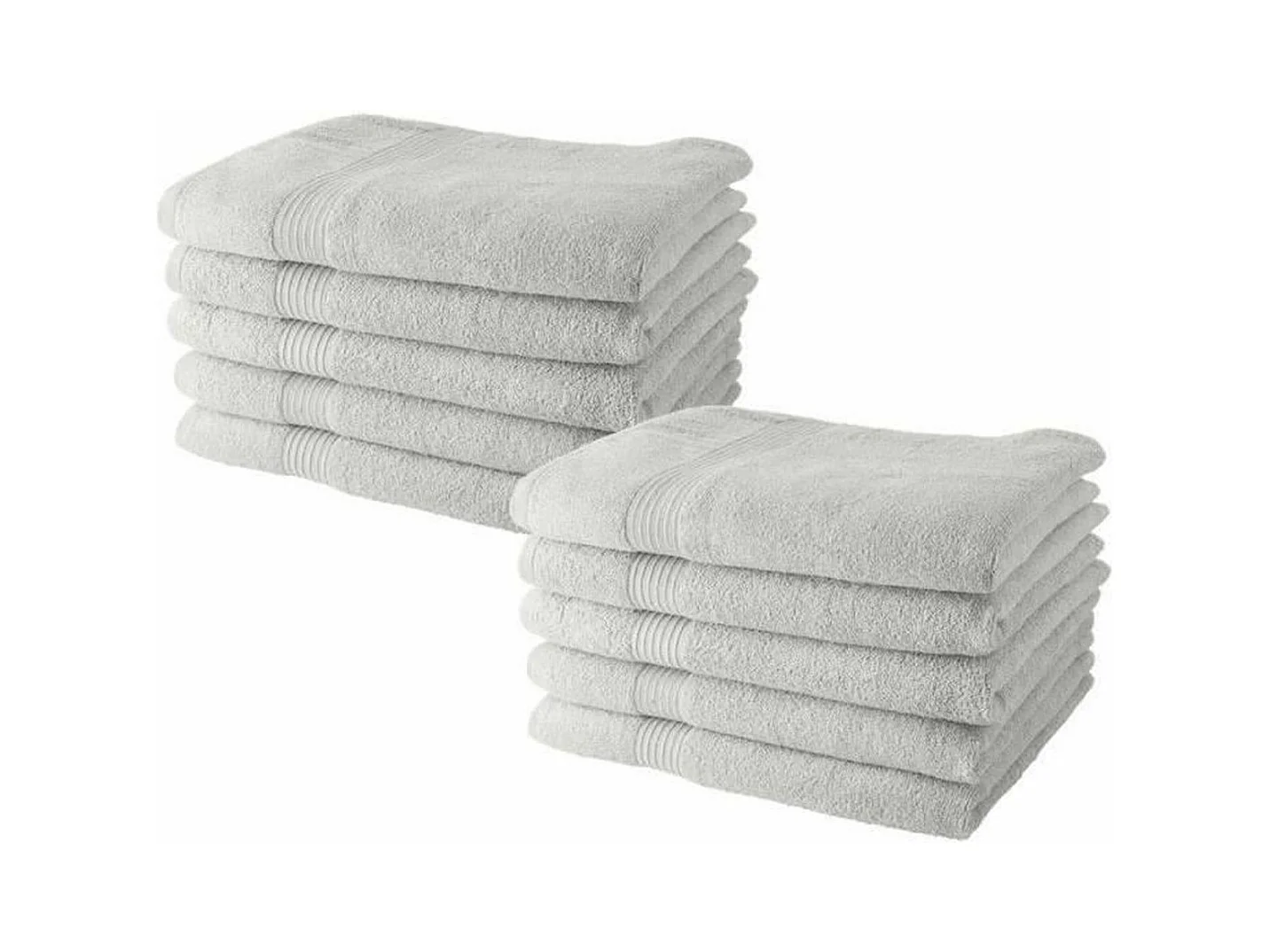 Lot de 10 serviettes de Toilette  50x90 cm 100% Coton - Craie