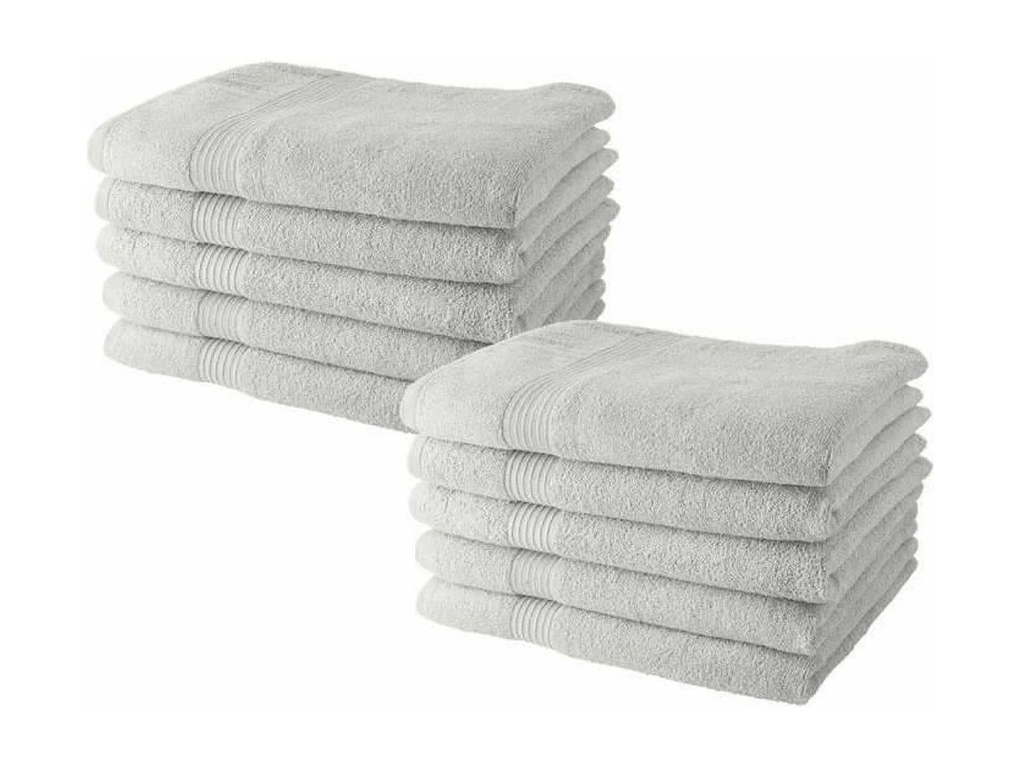 Lot de 10 serviettes de Toilette  50x90 cm 100% Coton - Craie