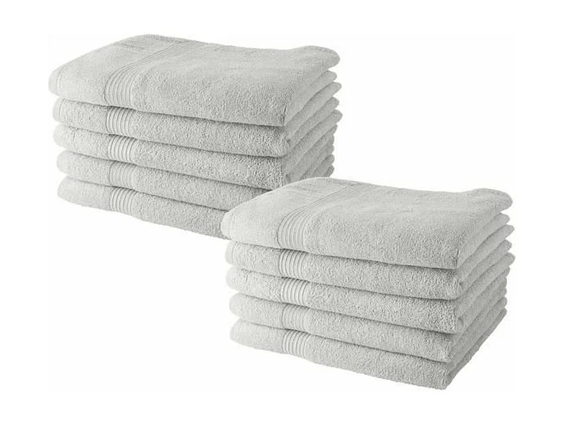 Lot de 10 serviettes de Toilette  50x90 cm 100% Coton - Craie