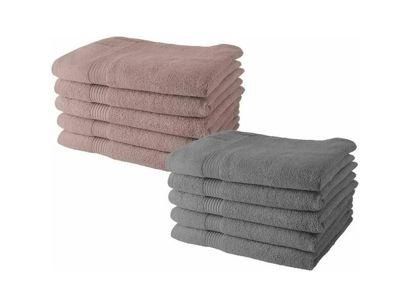 10 serviettes de Toilette 50 x 90 cm - 5 roses des sables + 5 acier