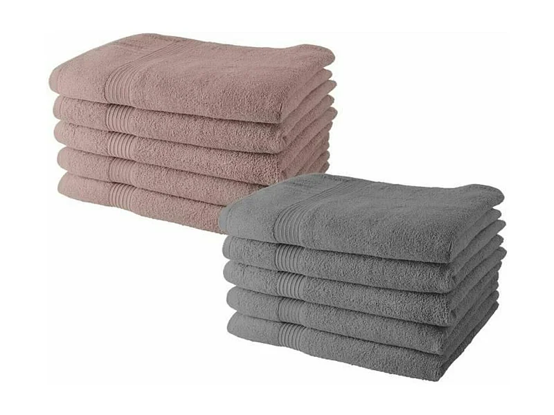 10 serviettes de Toilette 50 x 90 cm - 5 roses des sables + 5 acier