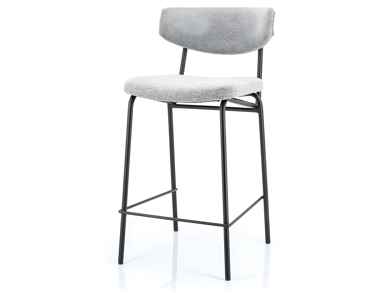 Crockett - Lot de 2 chaises de bar en tissu et métal H66cm - Gris