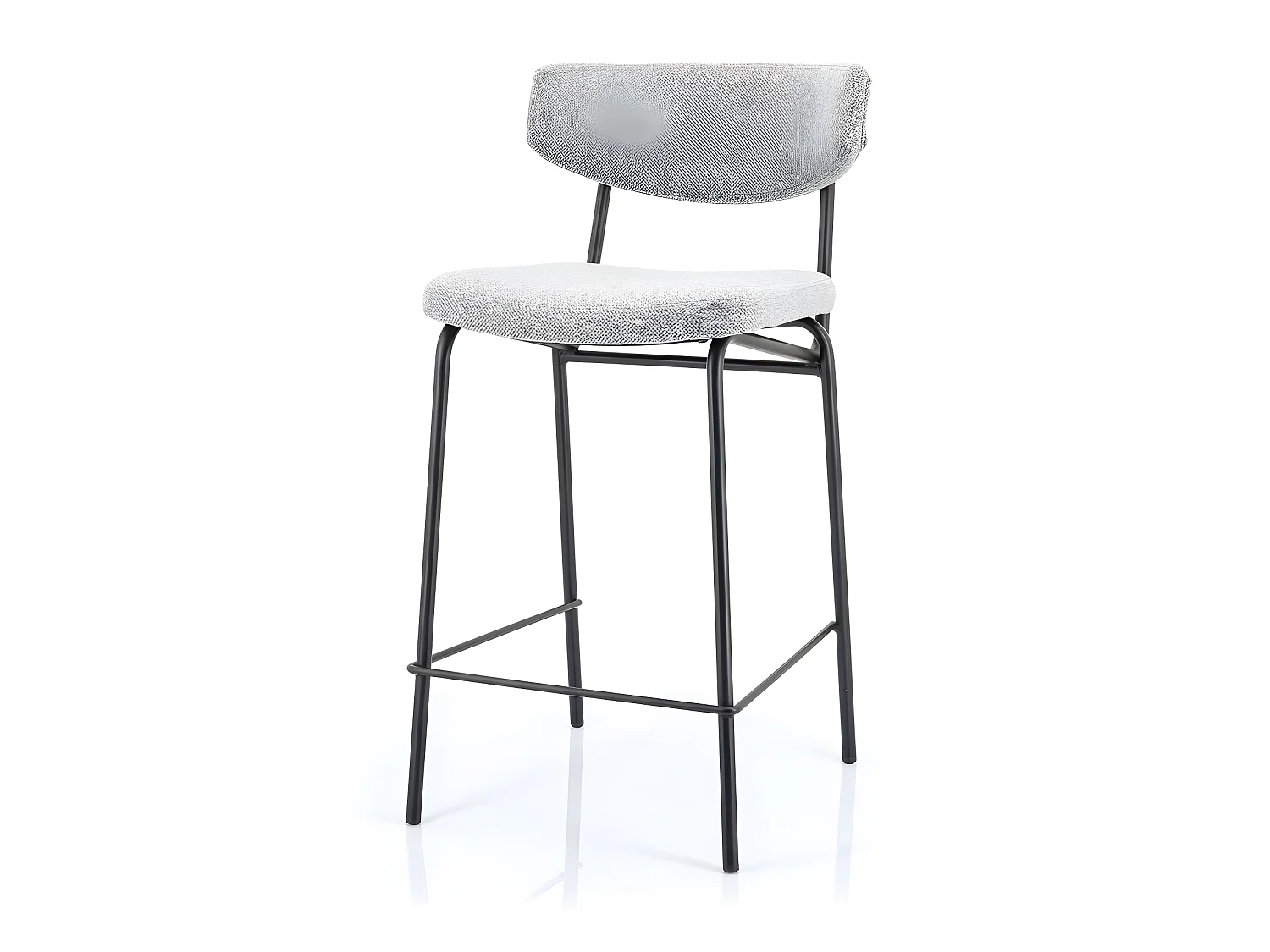 Crockett - Lot de 2 chaises de bar en tissu et métal H66cm - Gris