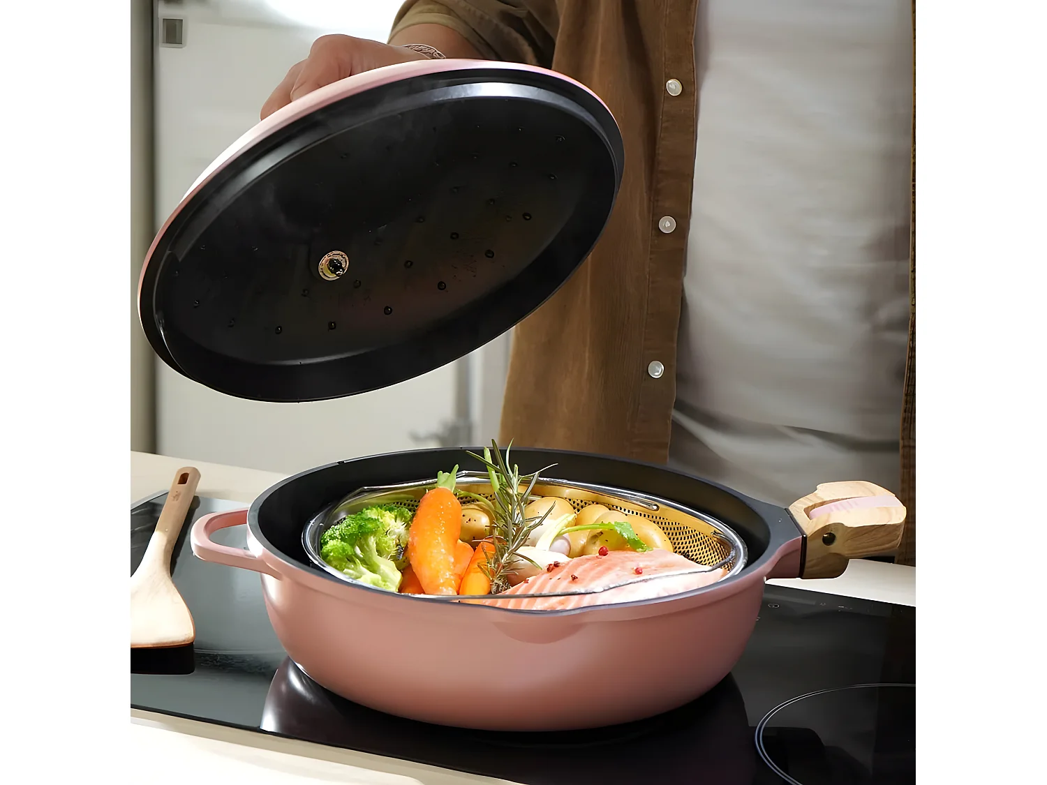 La fabuleuse poêle 8 en 1 pivoine 28 cm