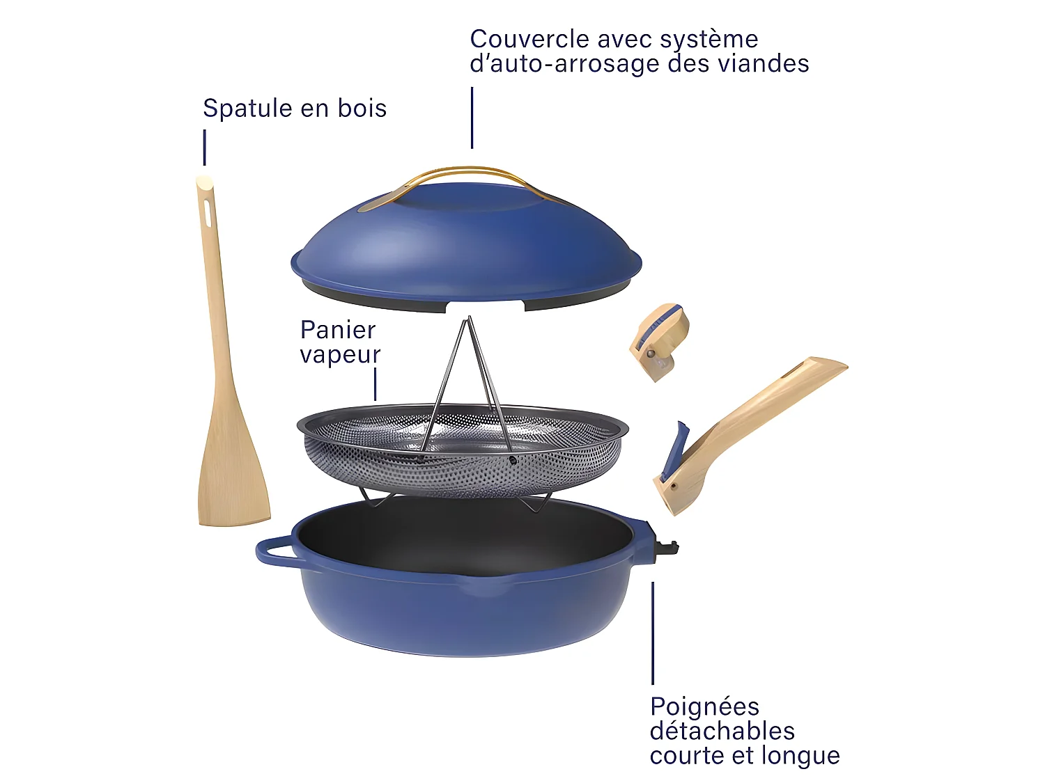 8-in-1 pan van gerecycled metaal saffier Ø 28 cm, La Fabuleuse