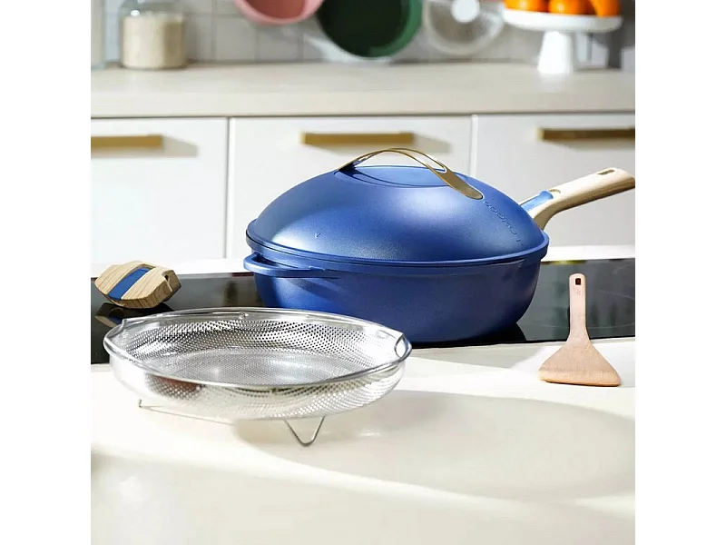 8-in-1 pan van gerecycled metaal saffier Ø 28 cm, La Fabuleuse