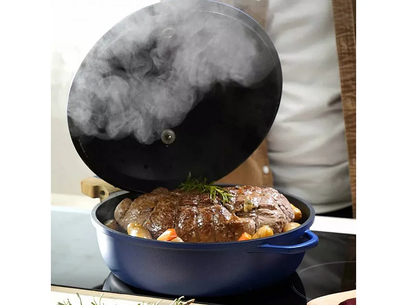 8-in-1 pan van gerecycled metaal saffier Ø 28 cm, La Fabuleuse