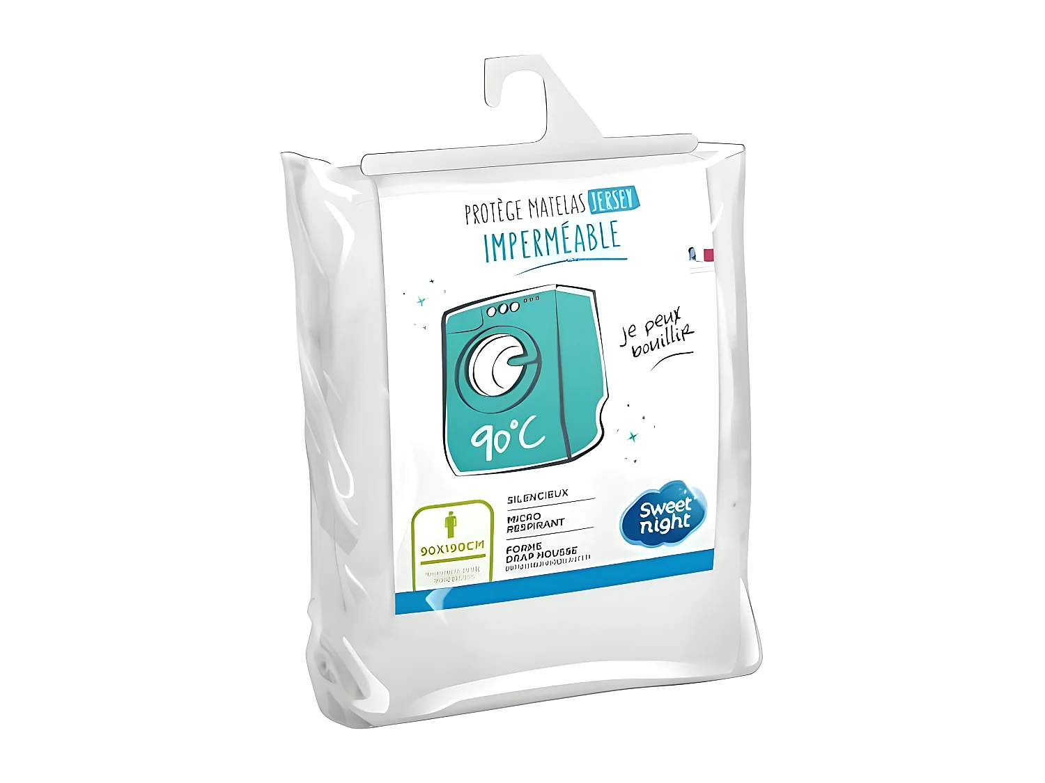 SWEETNIGHT Protege-matelas AXEL - Imperméable - Blanc - 140 x 190 / 200 cm