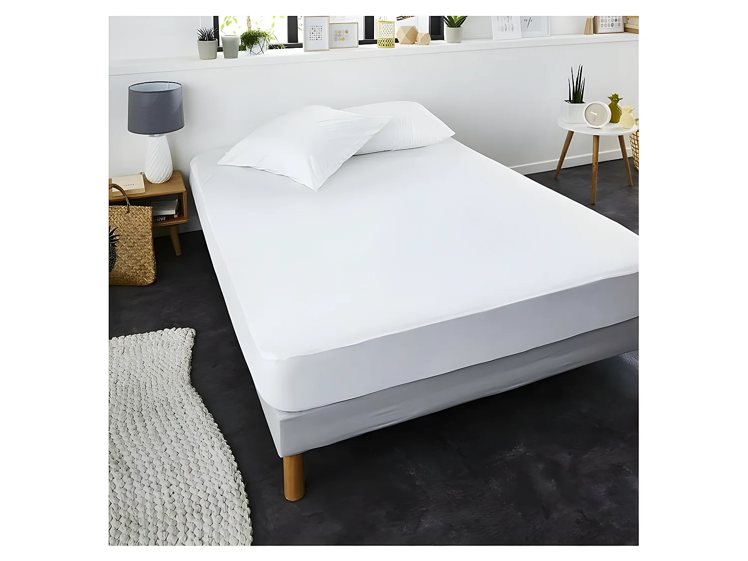 SWEETNIGHT Protege-matelas AXEL - Imperméable - Blanc - 140 x 190 / 200 cm