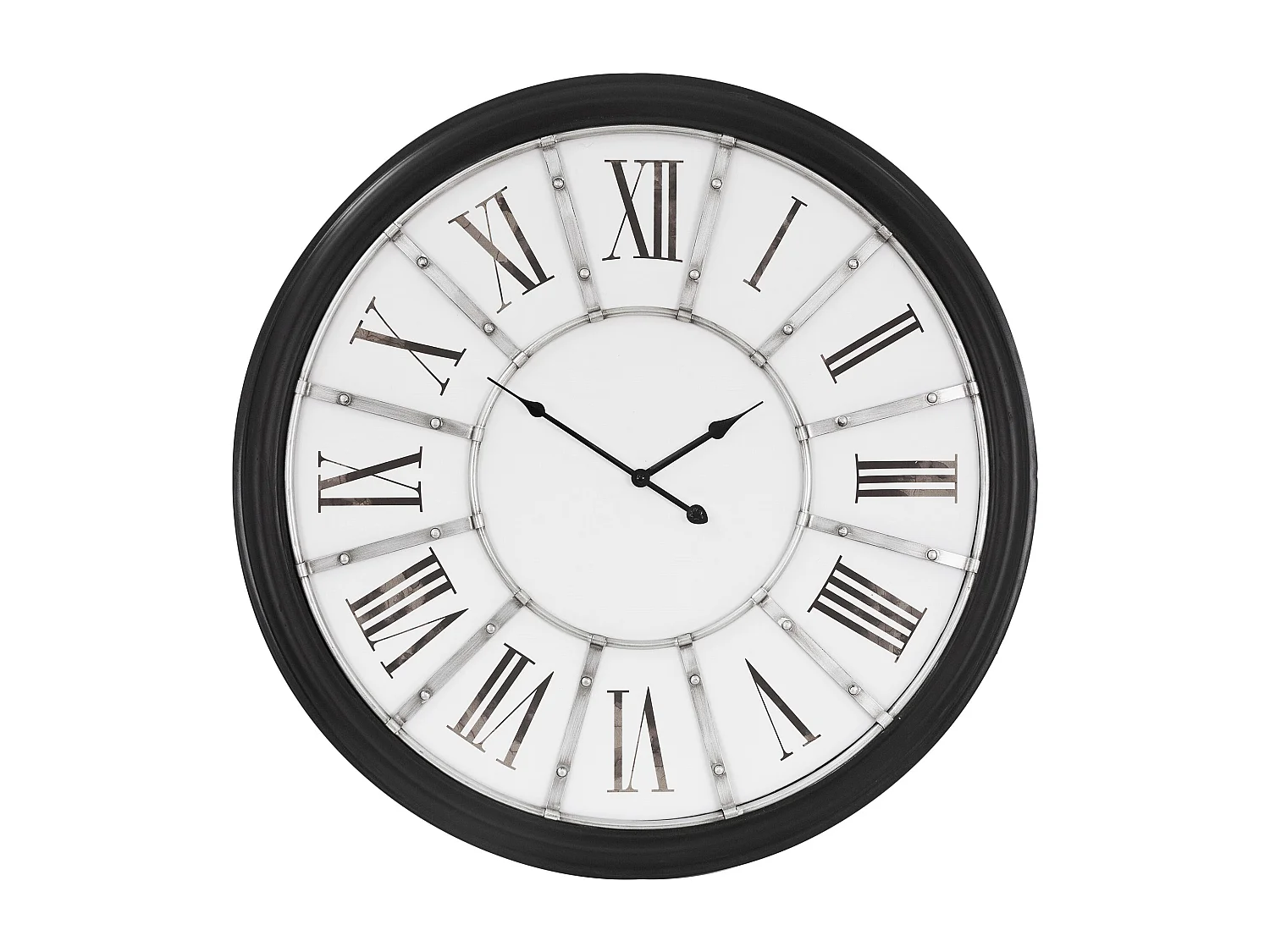 Horloge murale design vintage chiffres romains design Göteborg Ø 71cm bois/métal