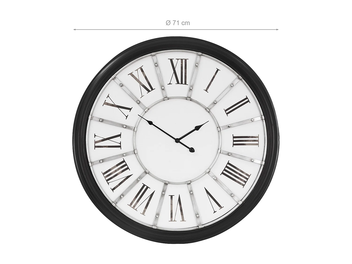 Horloge murale design vintage chiffres romains design Göteborg Ø 71cm bois/métal