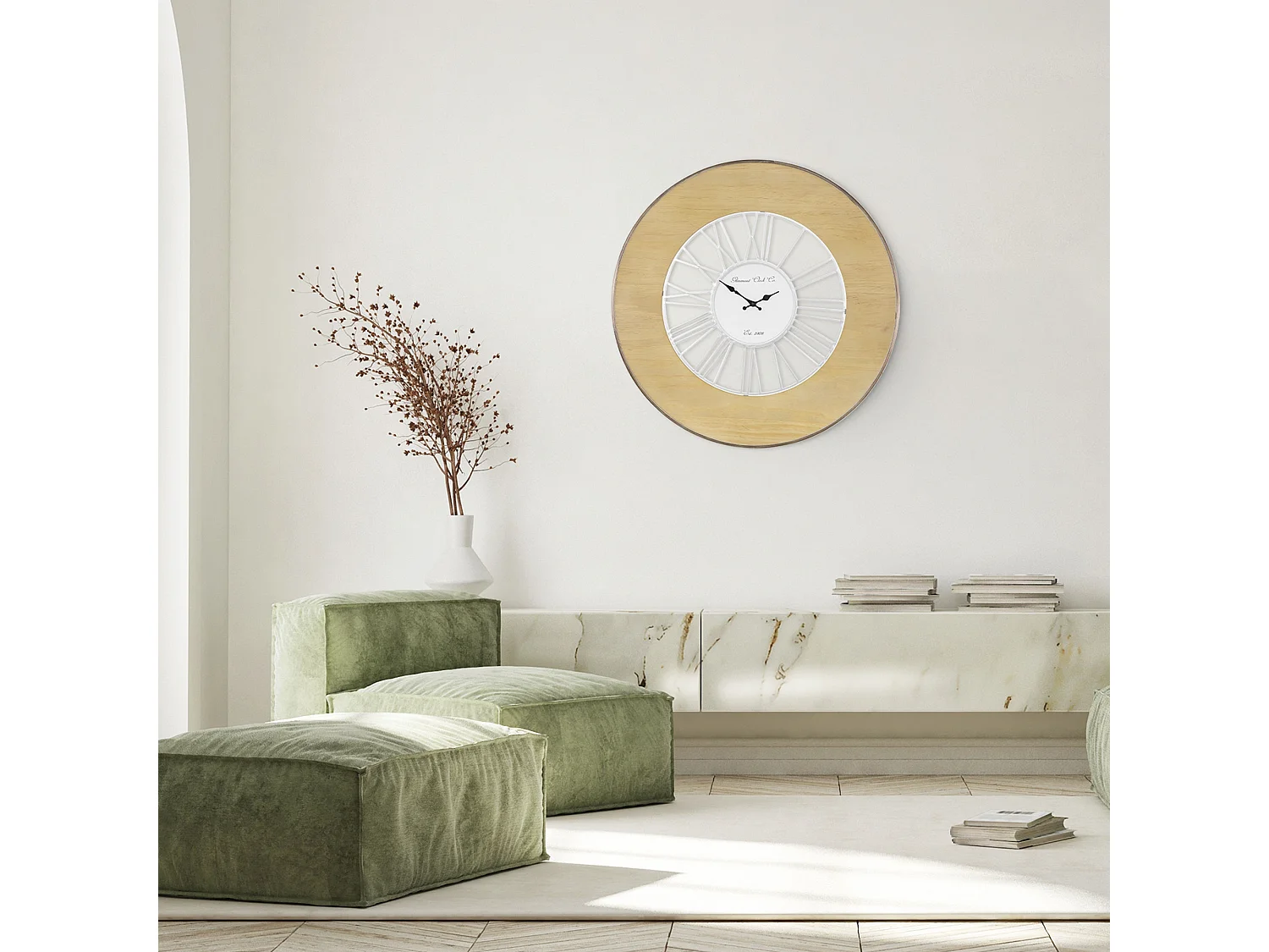 Orologio grande da parete decorativo da salotto in legno retro Alfheim Ø 85 cm