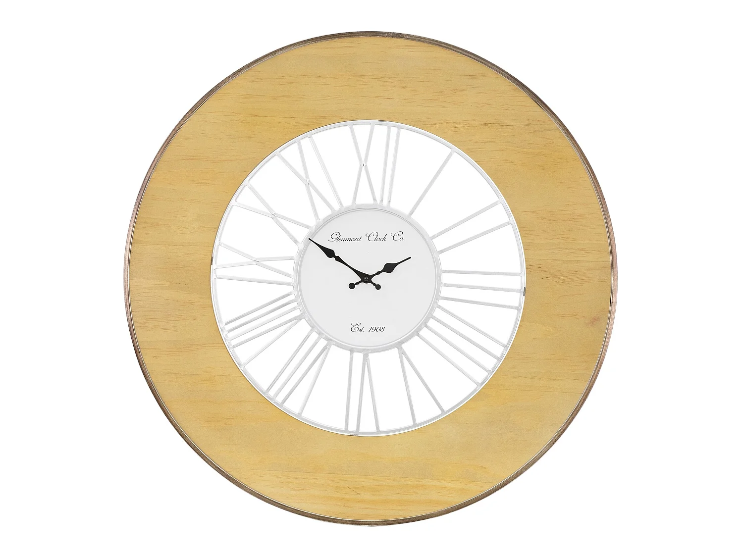 Grande horloge murale XXL ronde Ø 85 cm bois/métal rétro silencieux Alfheim