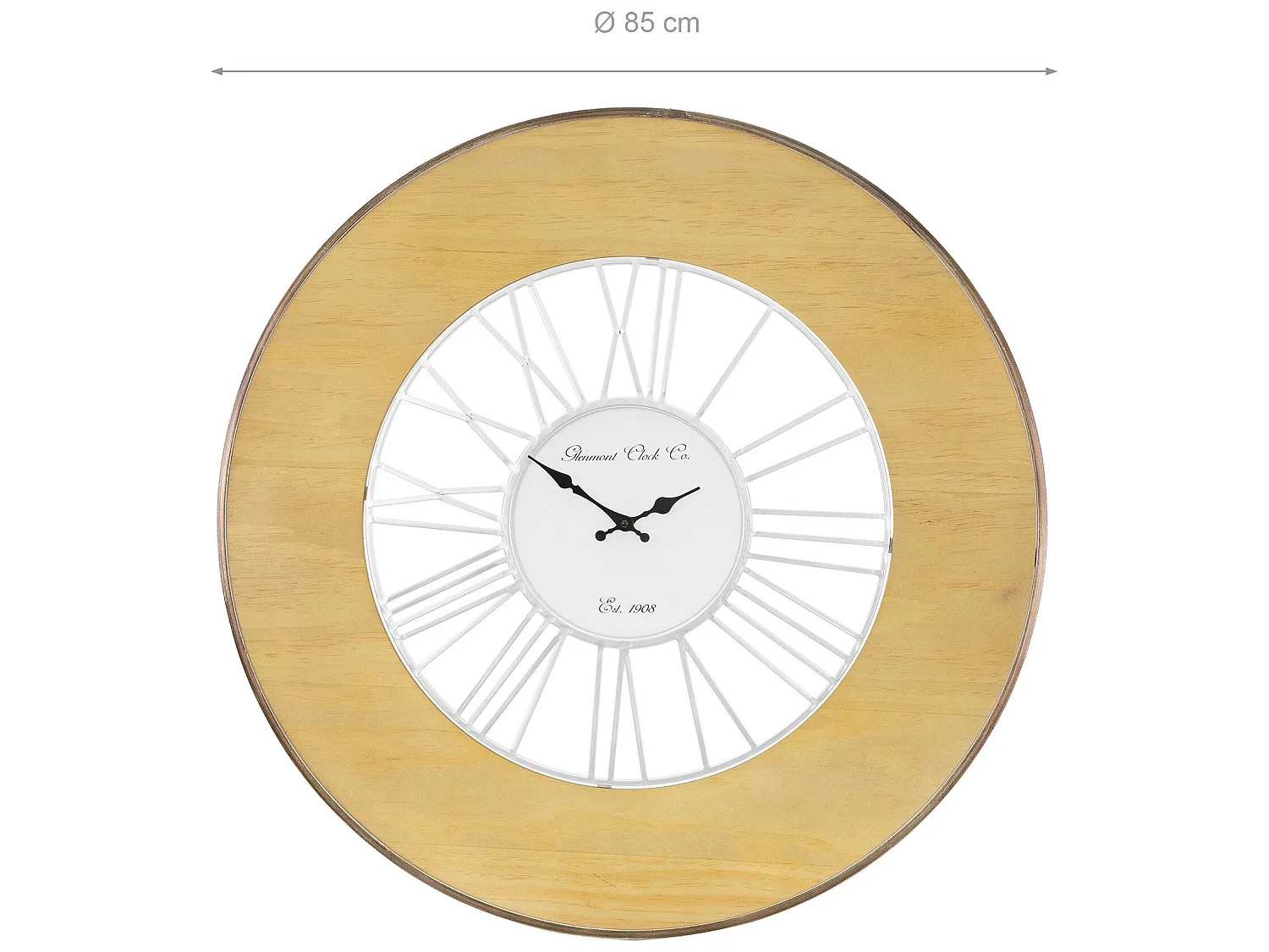 Grande horloge murale XXL ronde Ø 85 cm bois/métal rétro silencieux Alfheim