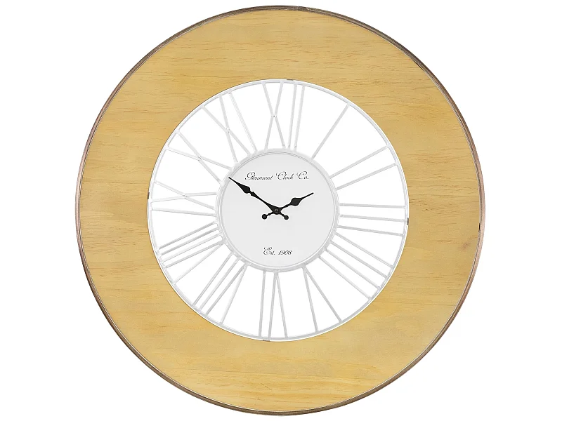 Grande horloge murale XXL ronde Ø 85 cm bois/métal rétro silencieux Alfheim