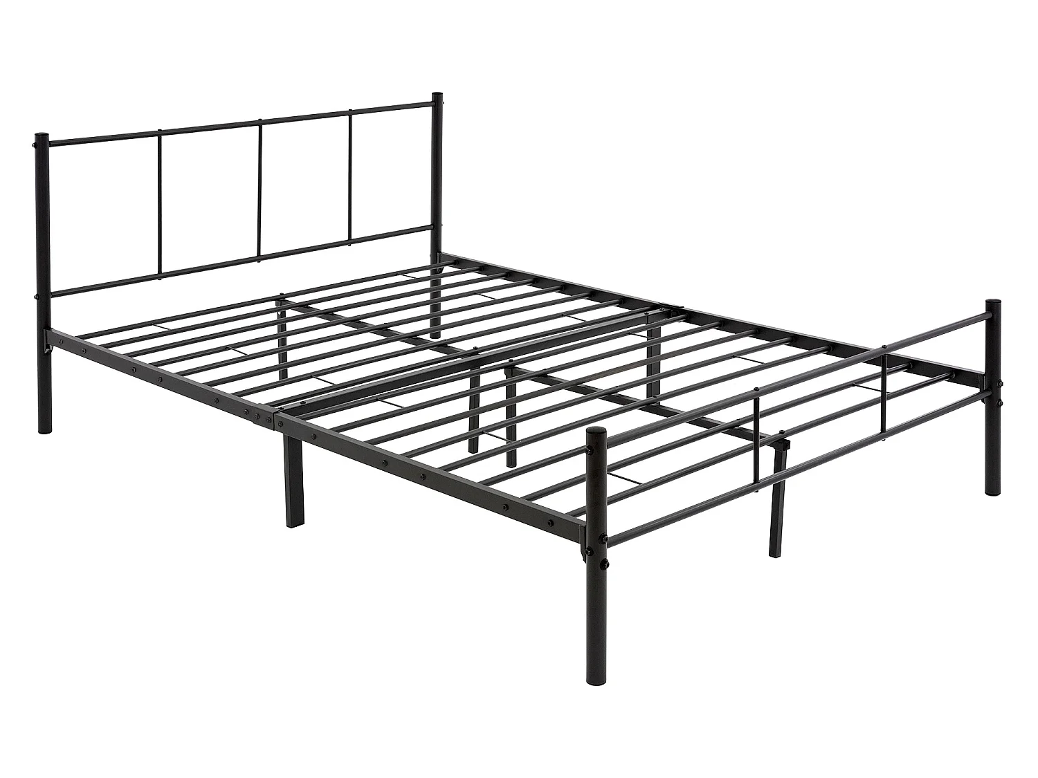 Cadre de lit noir métal 140x200cm sommier à lattes à barreaux chambre à coucher