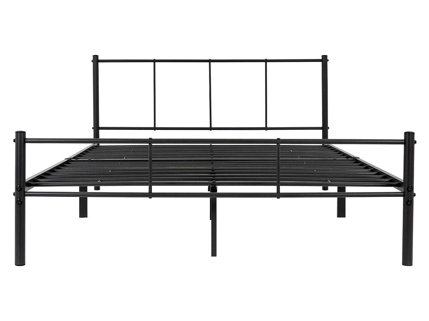 Cadre de lit noir métal 140x200cm sommier à lattes à barreaux chambre à coucher