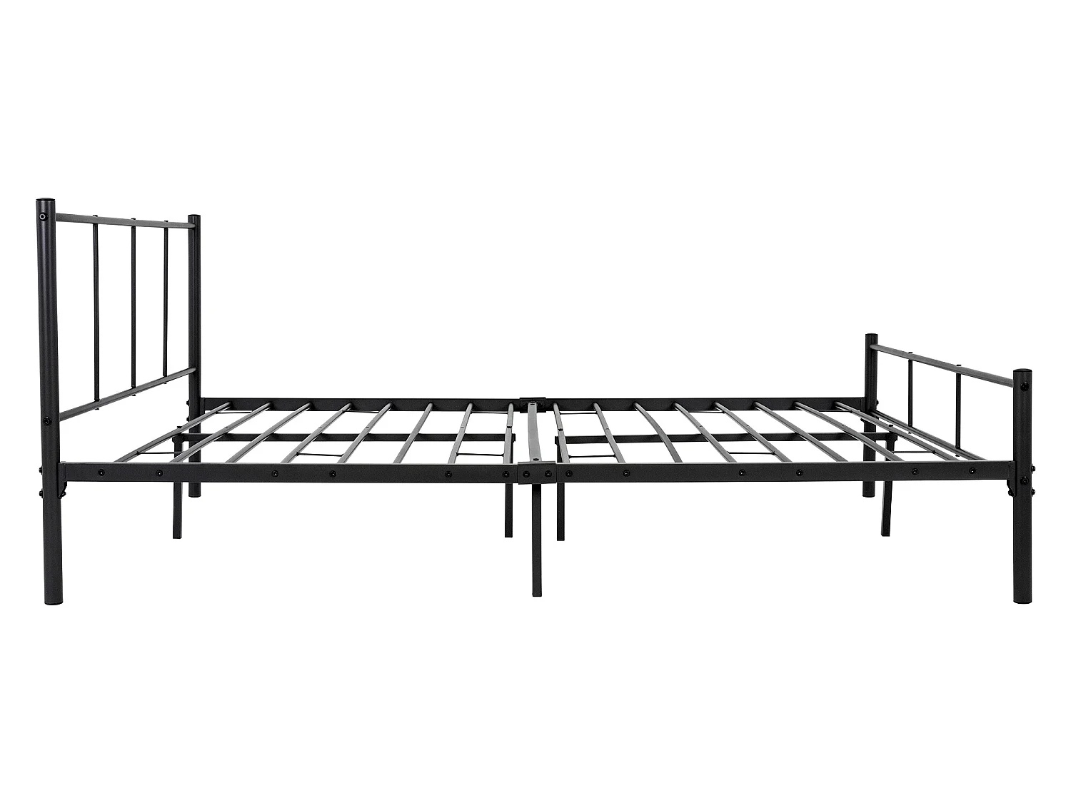 Cadre de lit noir métal 140x200cm sommier à lattes à barreaux chambre à coucher
