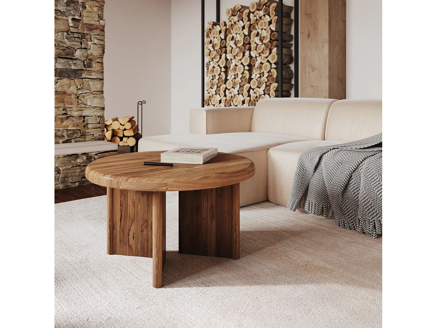 Table basse ronde en bois de teck recyclé D80 cm - Bana
