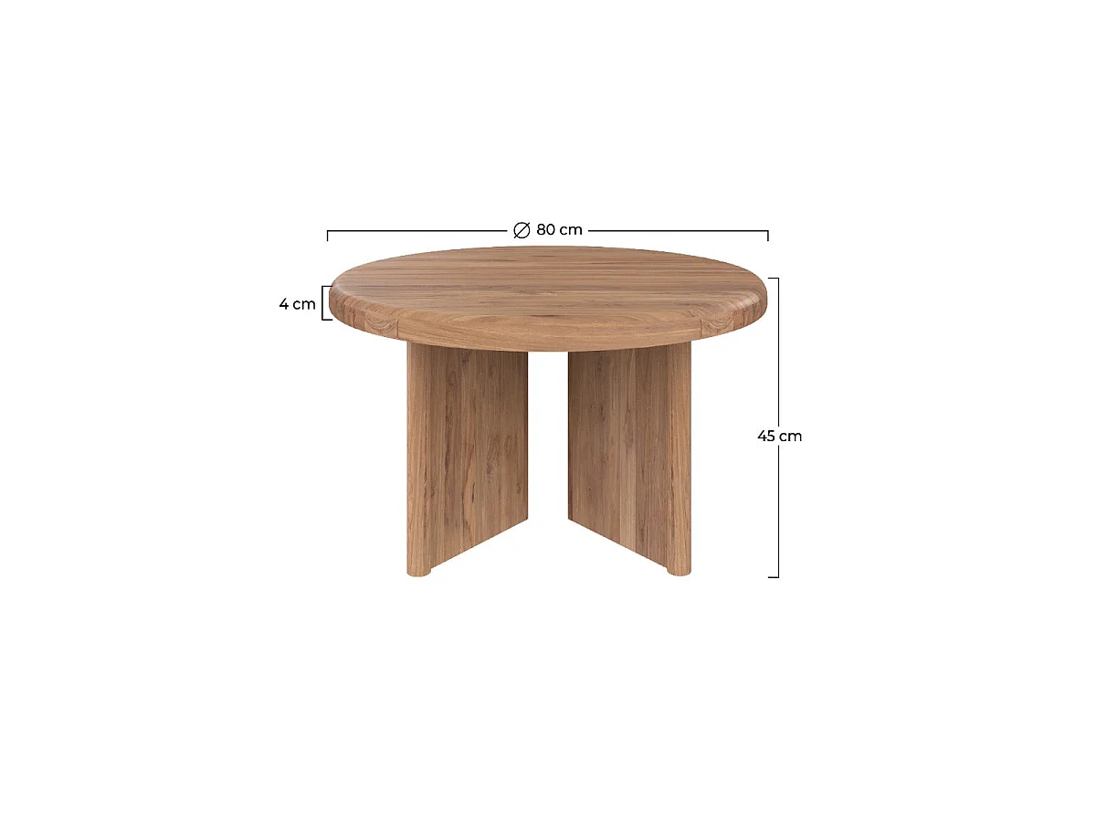 Table basse ronde en bois de teck recyclé D80 cm - Bana