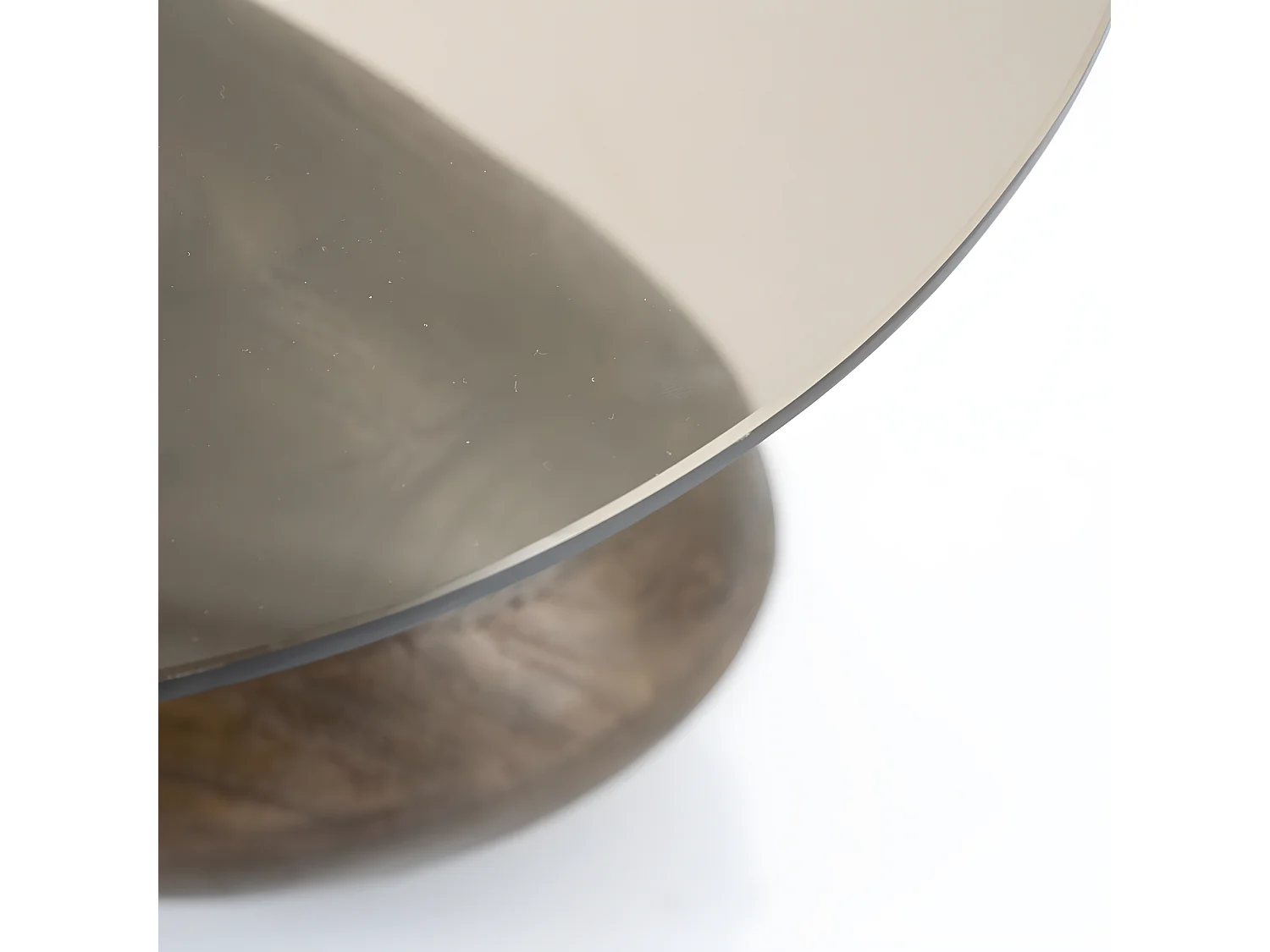 Bond - Table d'appoint en verre et bois ø50cm - Couleur - Bois foncé