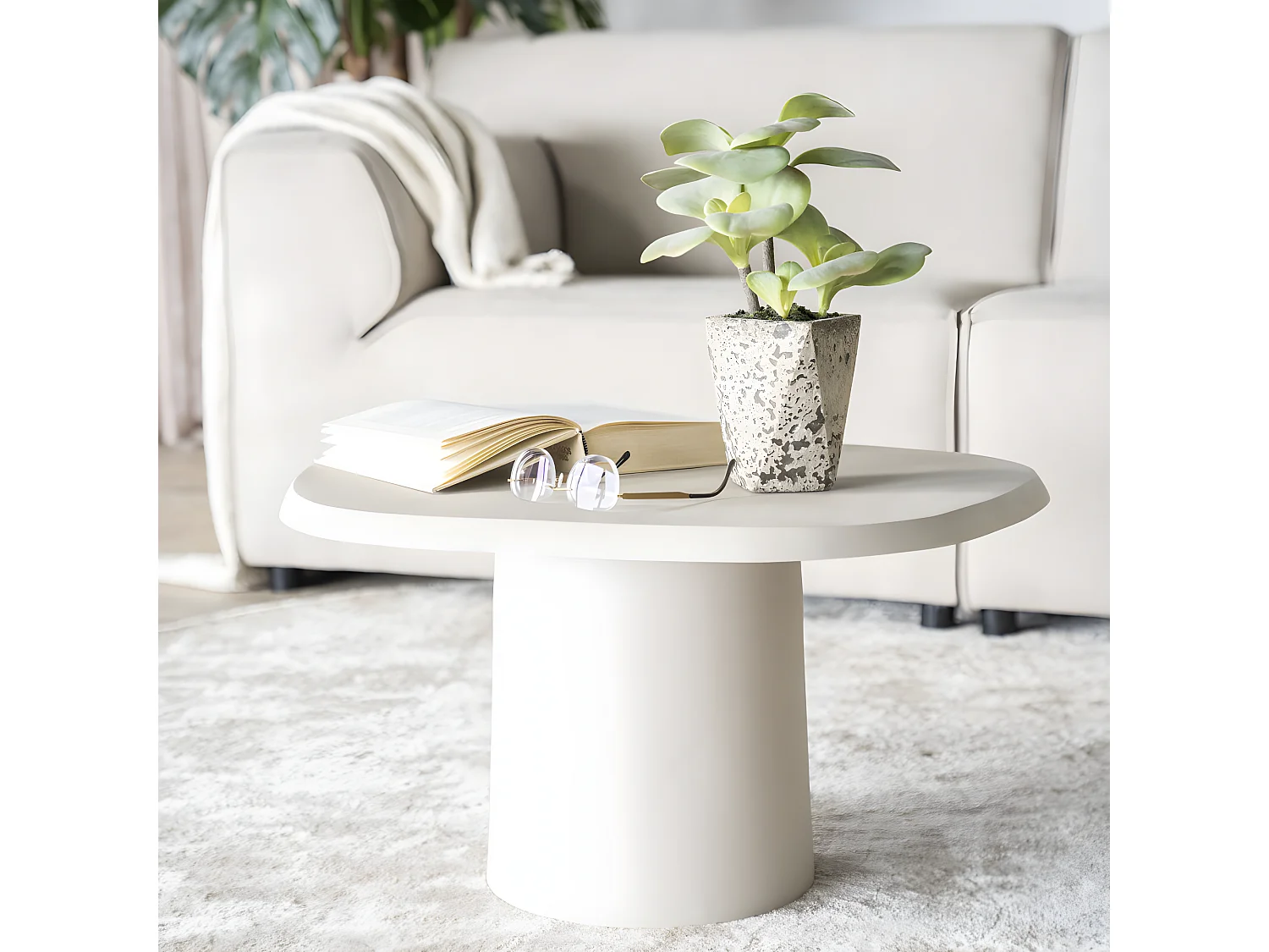 Sten - Table basse en aluminium 57x71cm - Ivoire