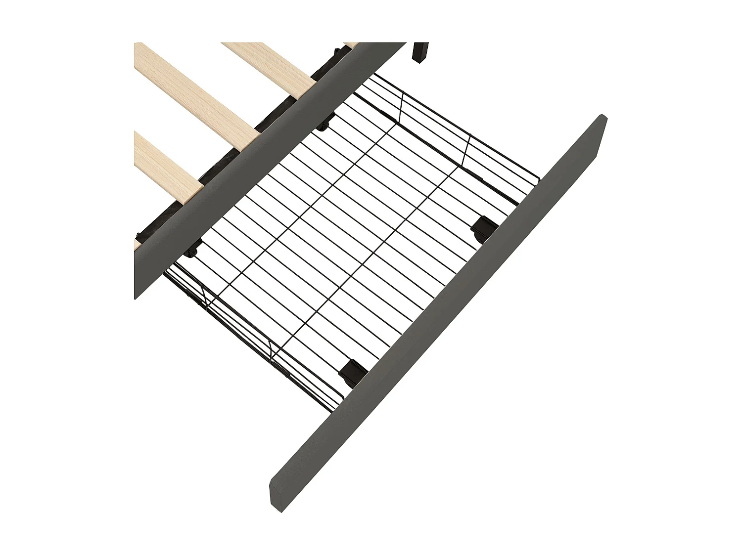Gestoffeerd volwassenenbed met 4 lades en USB-oplaadpoort - 160x200cm - Linnen stof - Grijs