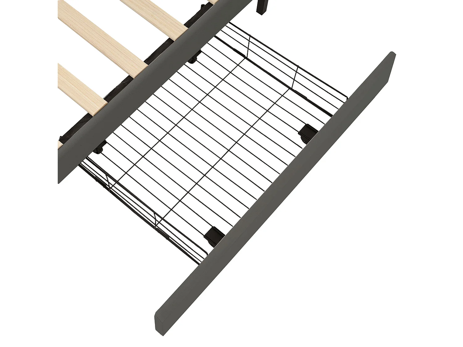 Gestoffeerd volwassenenbed met 4 lades en USB-oplaadpoort - 160x200cm - Linnen stof - Grijs