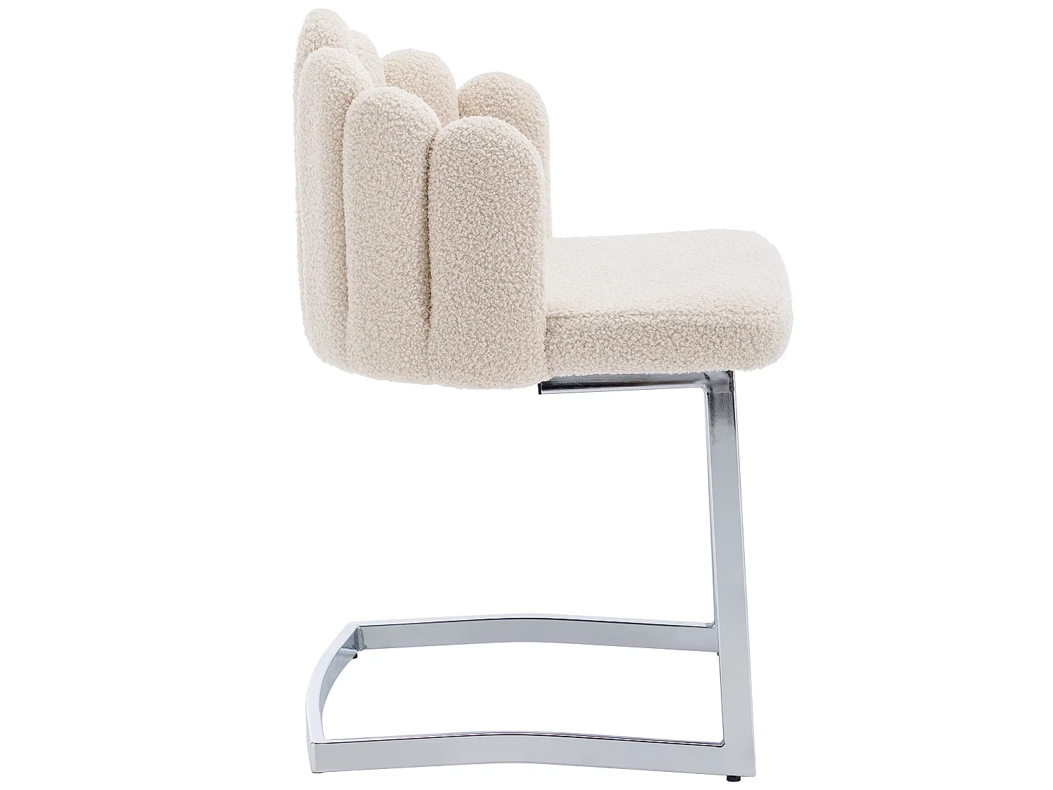 Stuhl 2er-Set – L-förmige Struktur – blütenblattförmige Rückenlehne – Kaschmir – Beige und Silber