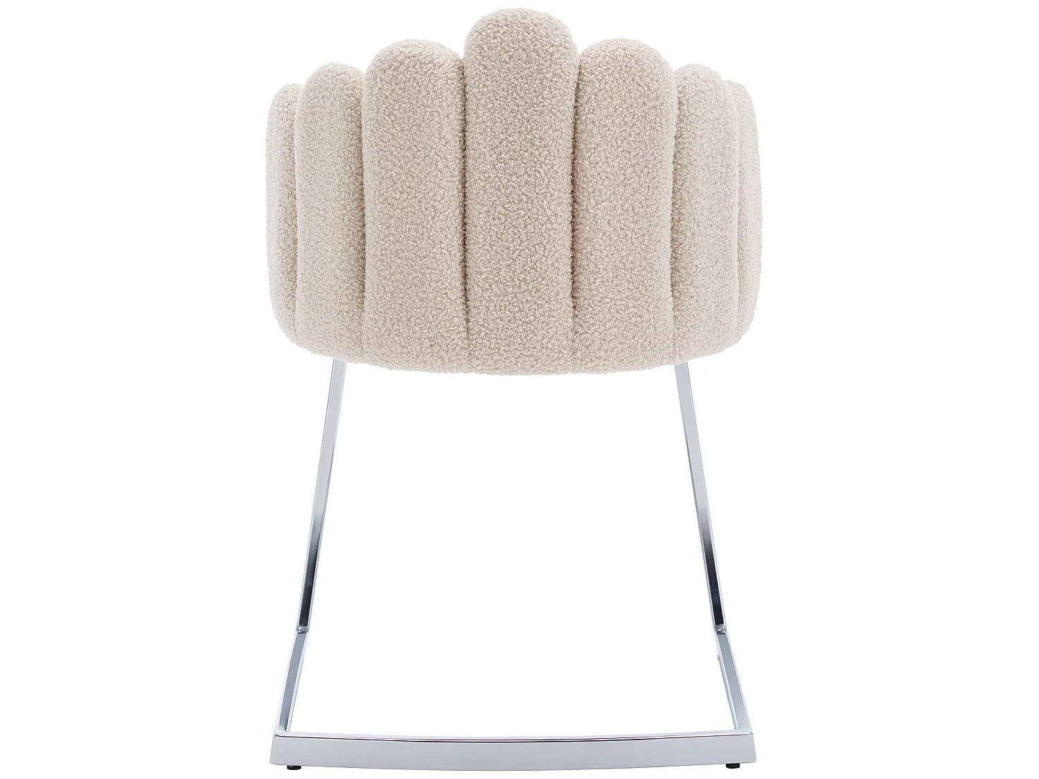 Stuhl 2er-Set – L-förmige Struktur – blütenblattförmige Rückenlehne – Kaschmir – Beige und Silber