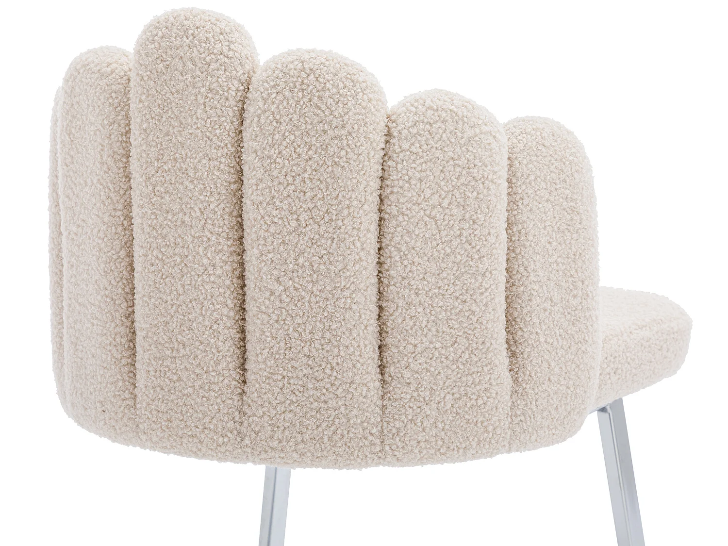 Stuhl 2er-Set – L-förmige Struktur – blütenblattförmige Rückenlehne – Kaschmir – Beige und Silber