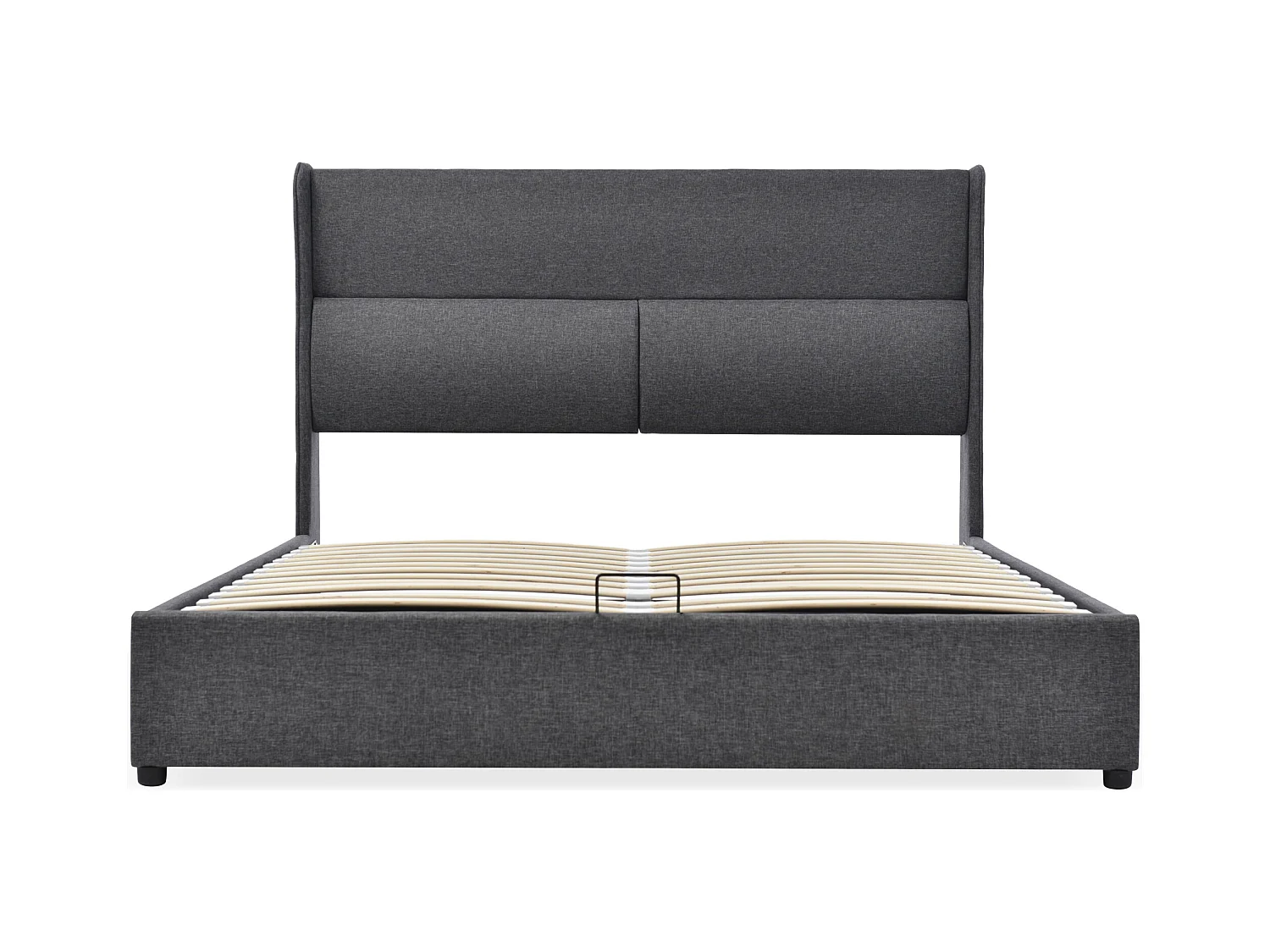 Lit coffre 180x200cm avec tête de lit réglable en tissu de lin - Gris