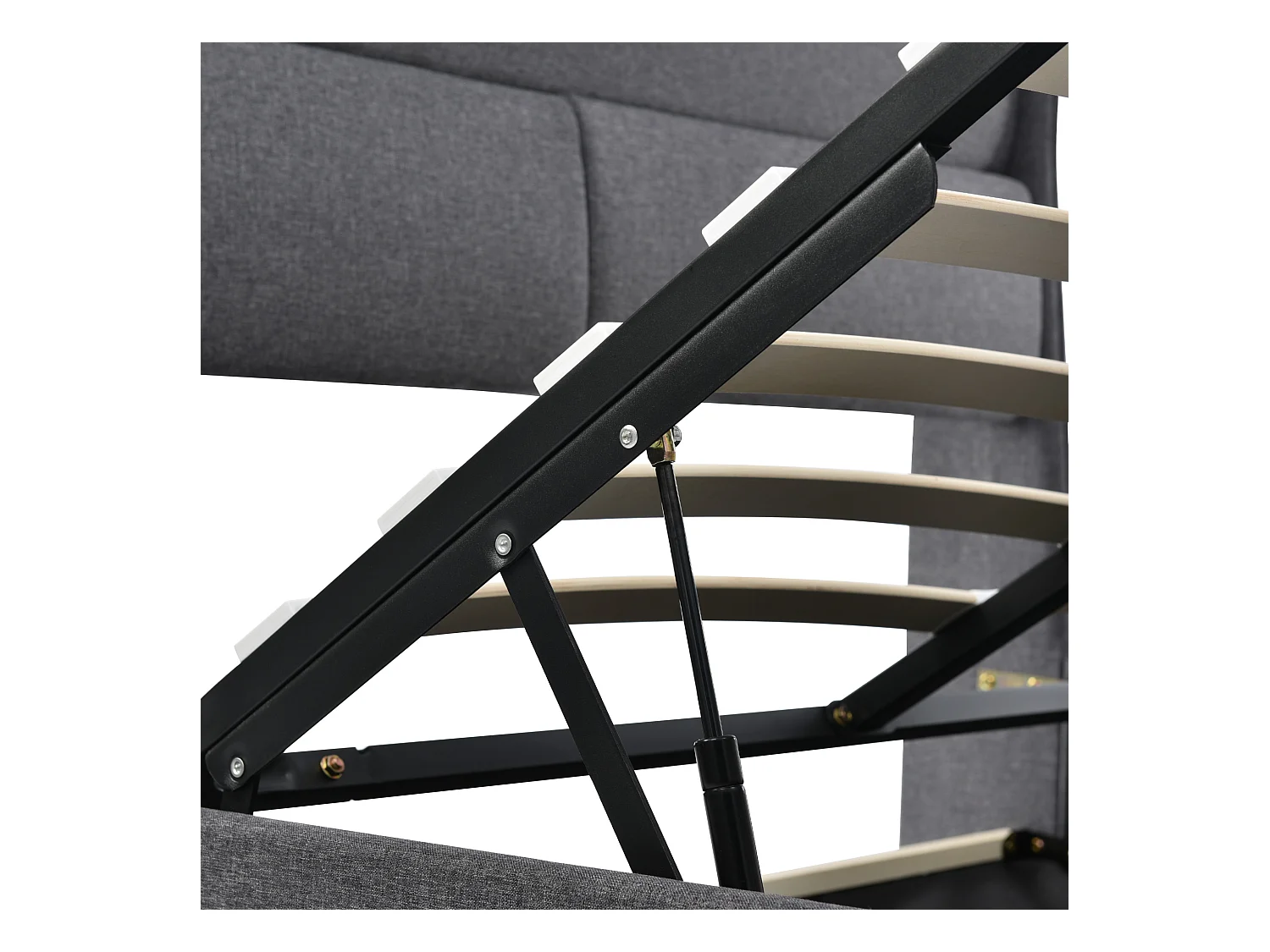 Letto contenitore 160x200cm con testiera regolabile in tessuto di lino - Grigio