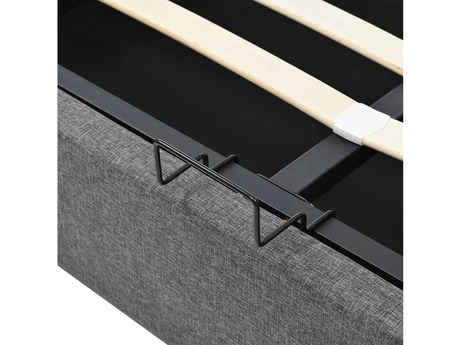 Lit coffre 140x200cm avec tête de lit réglable en tissu de lin - Gris