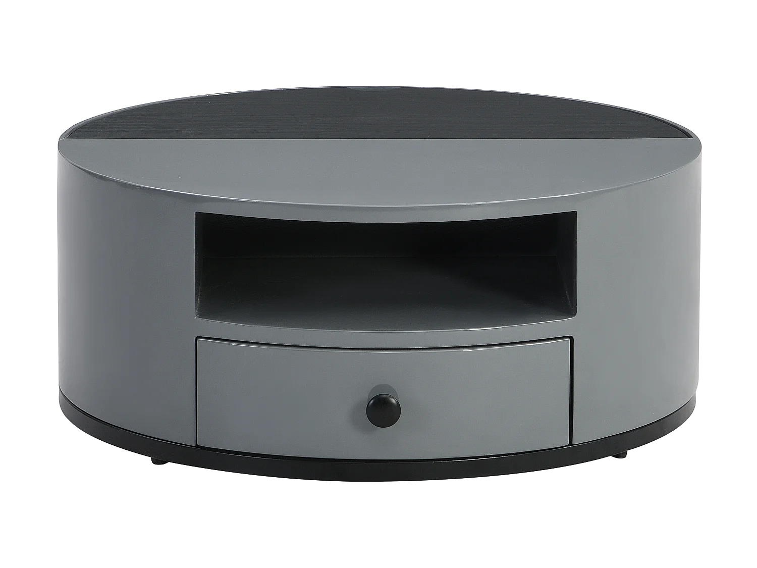 Juego de 2 mesas nido - PVC aspecto mármol - 1 cajón y 1 nicho - gris