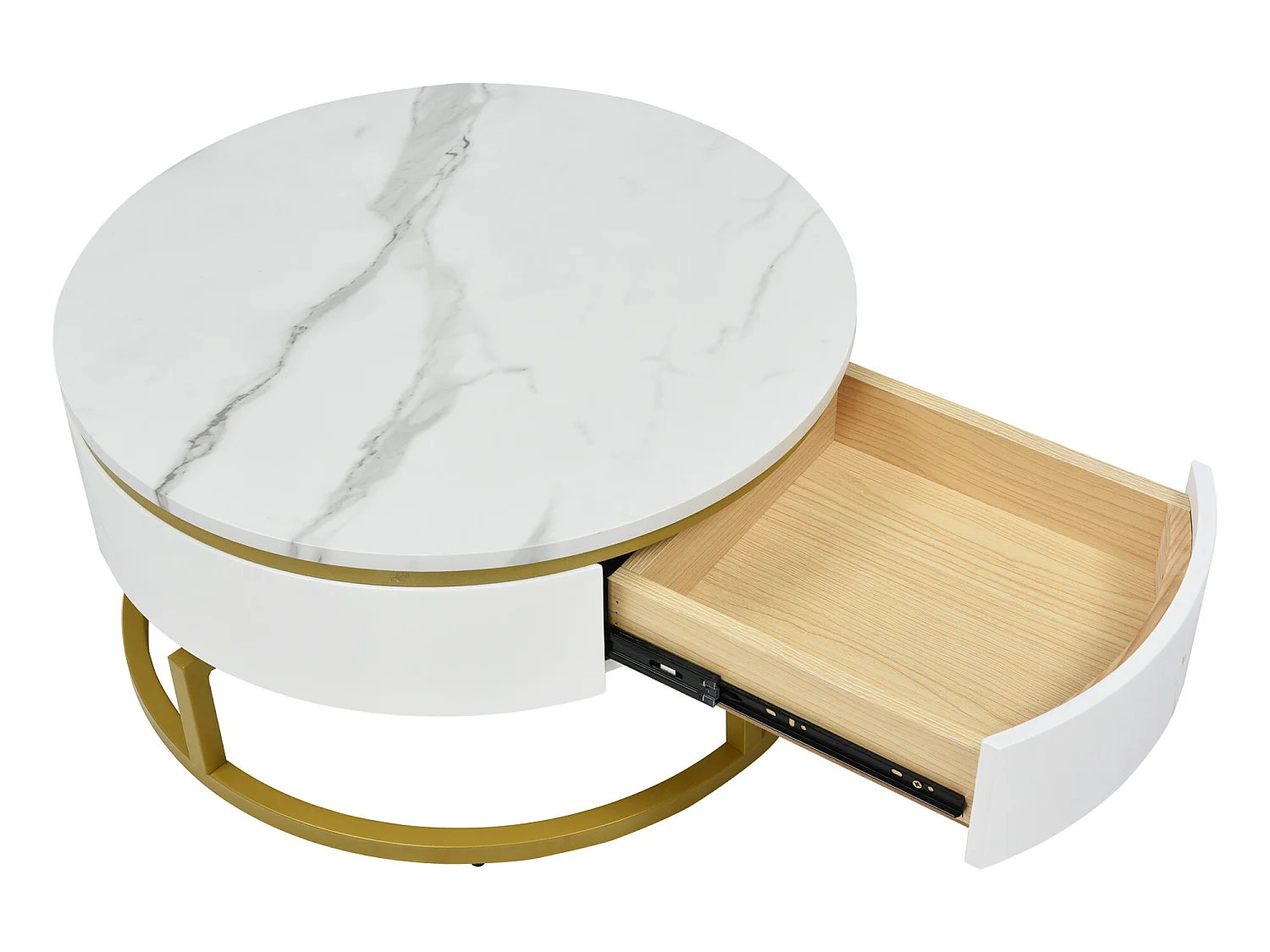 Juego de 2 mesas nido - aspecto mármol - giratorias 360° - blanco brillante
