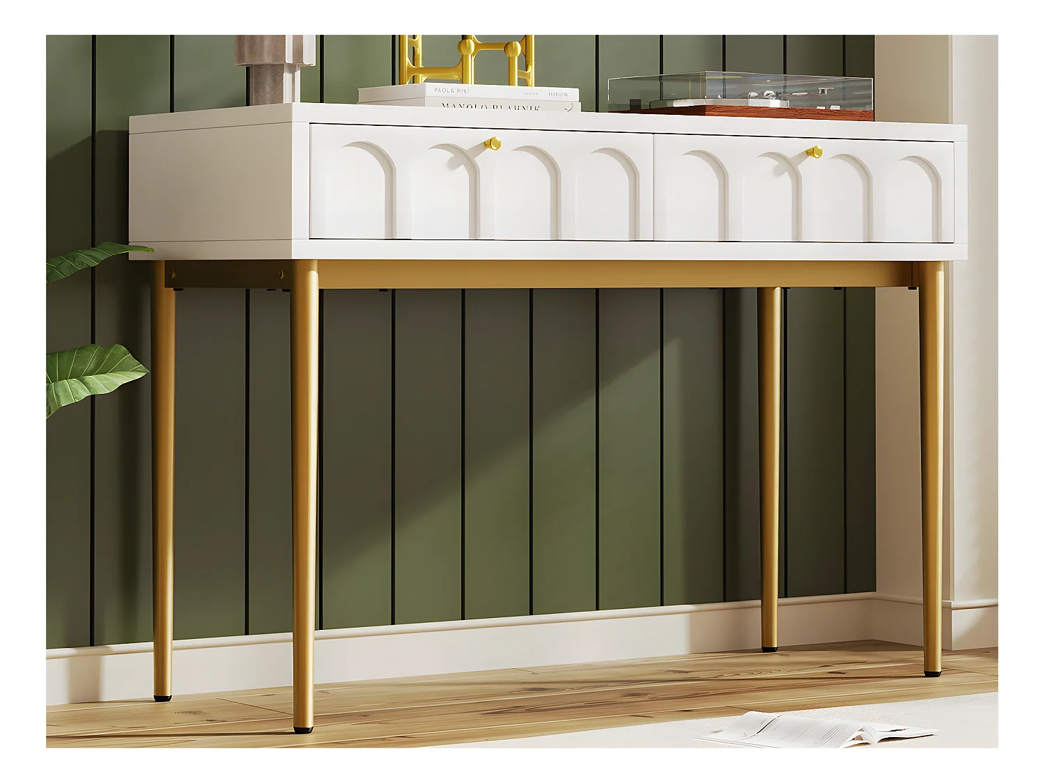 Kaptafel met 2 laden - in spaanplaat - Wit