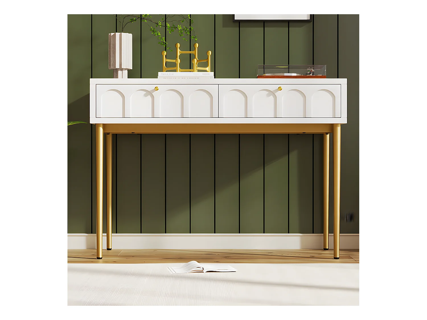 Kaptafel met 2 laden - in spaanplaat - Wit