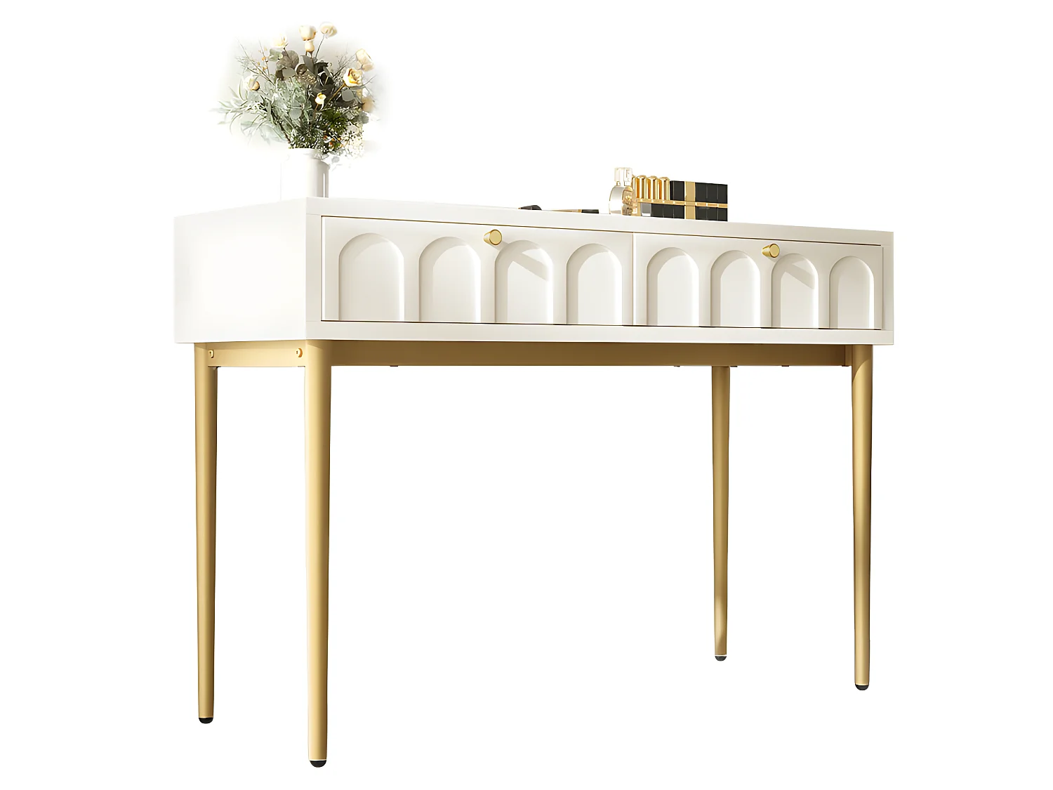 Kaptafel met 2 laden - in spaanplaat - Wit