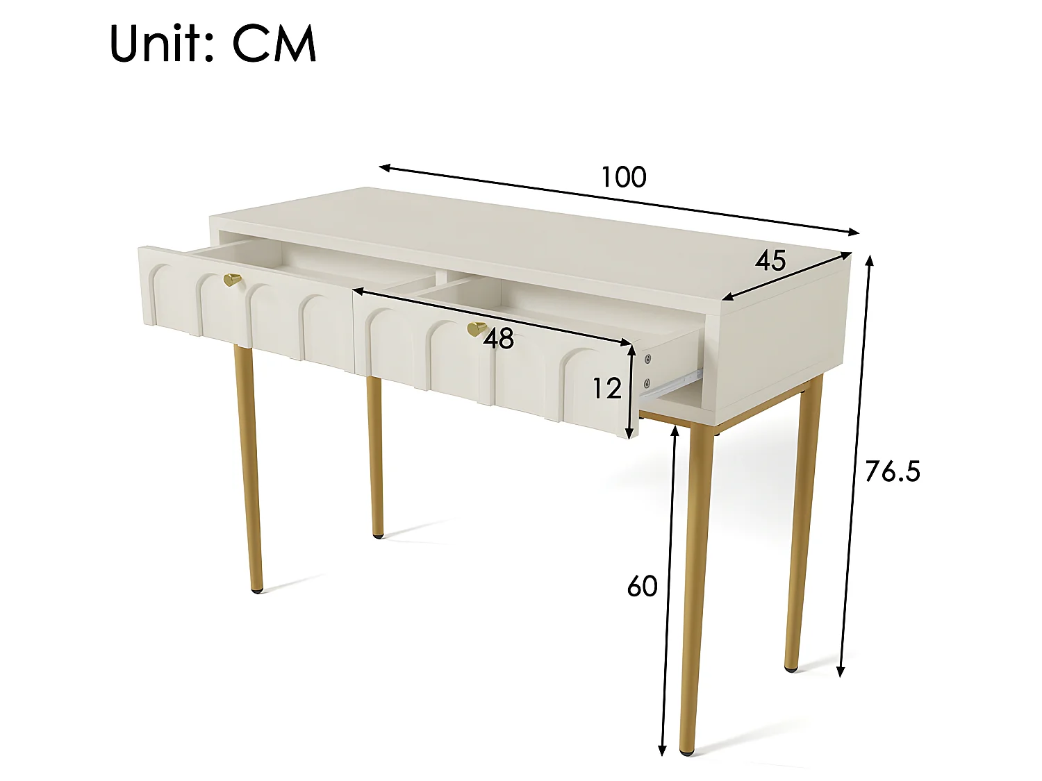 Kaptafel met 2 laden - in spaanplaat - Wit