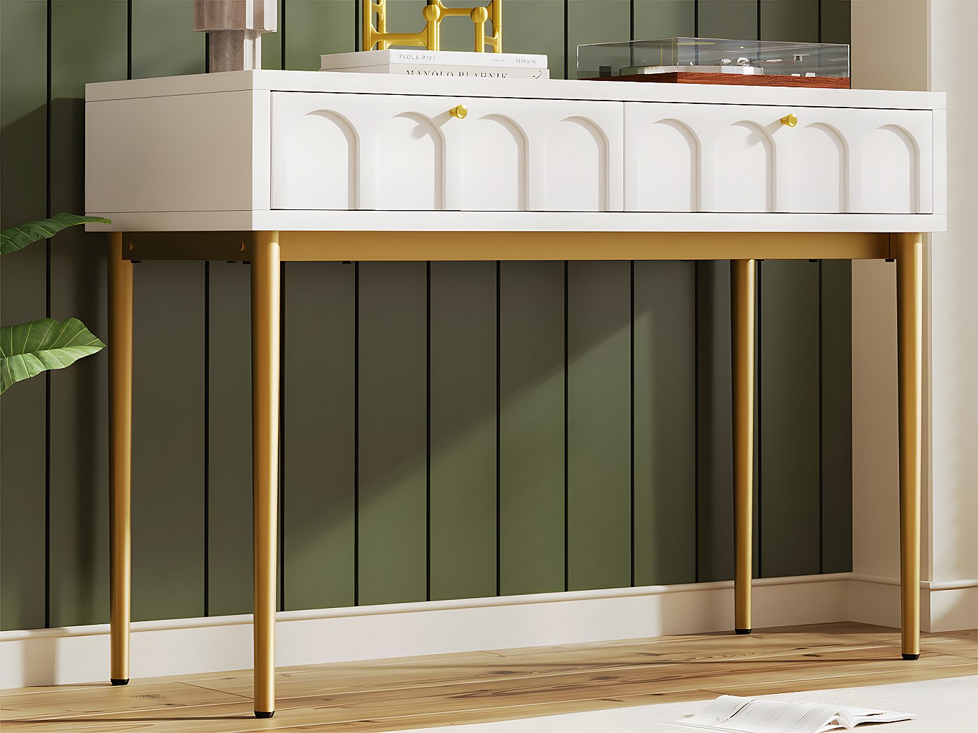 Coiffeuse - 2 tiroirs - MDF - blanc