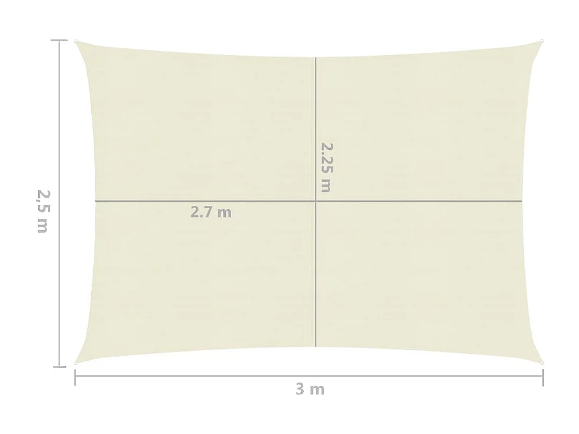 Vela de tecido para guarda-sol 160 g/m² 2,5 x 3 m HDPE creme 02_0009065