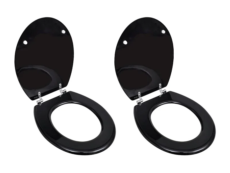 Juego de dos asientos de tapa de WC con revestimiento de MDF Negro 02_0002945