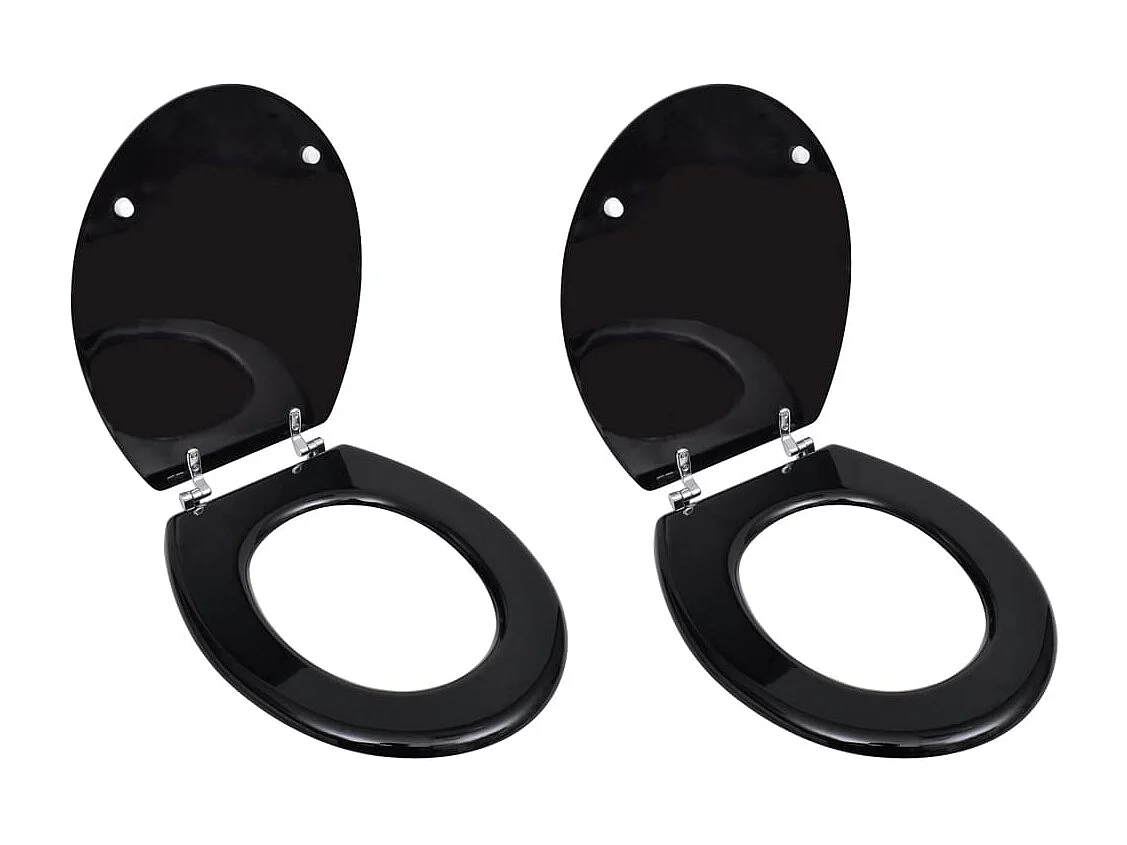 Conjunto de dois assentos com tampo de sanita com revestimento em MDF Preto 02_0002945